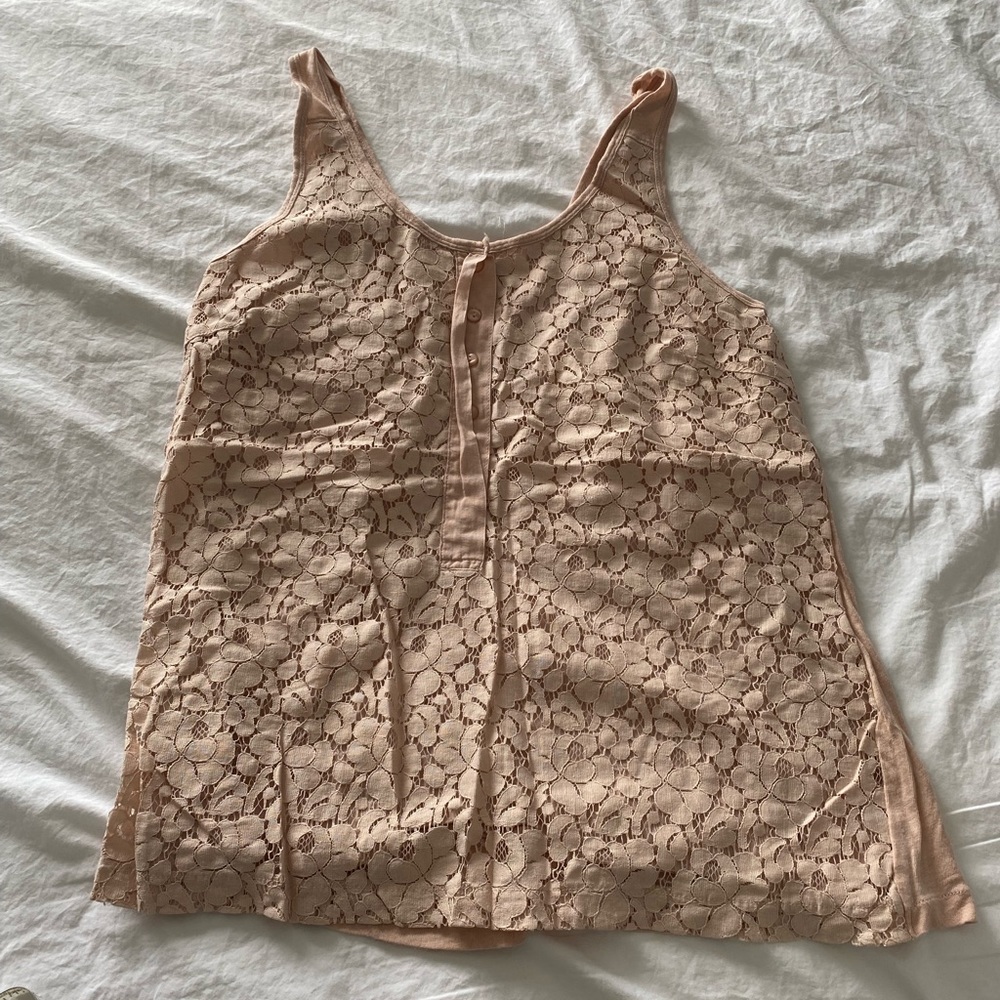 J Crew Lace Overlay Tank Top in Blush